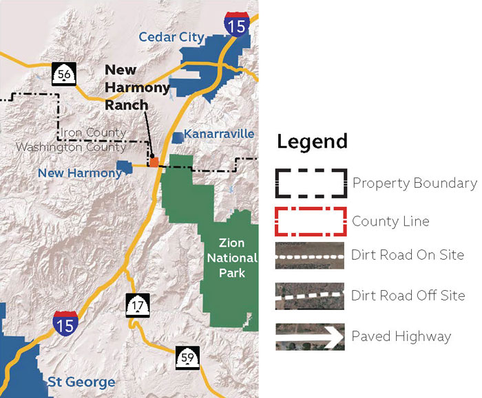 Map legened for conceptual map of New Harmony Ranch development